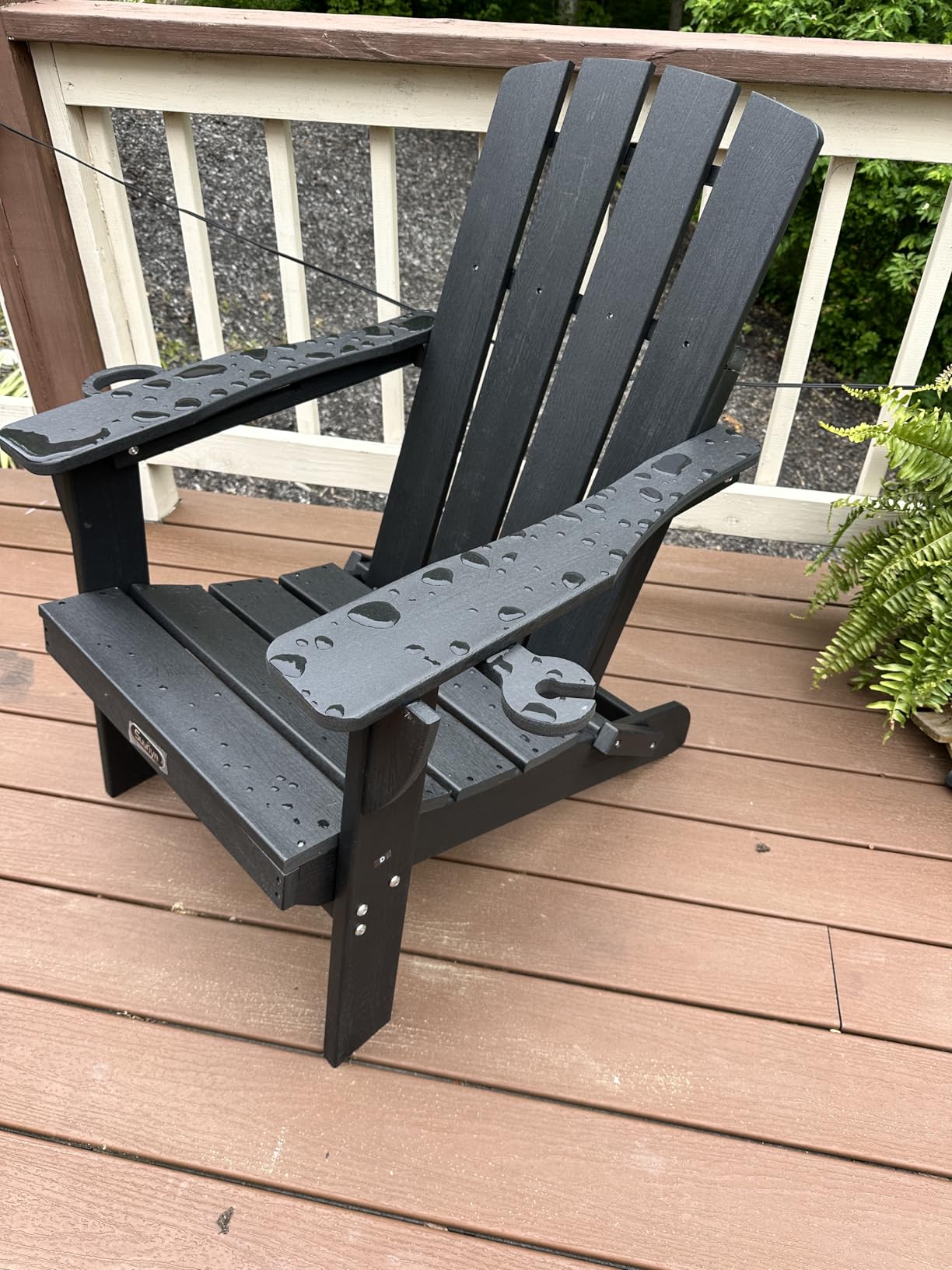 Folding Adirondack Chair, HDPE Adirondack Chairs with 2 Cup Holder, Plastic All-Weather Fire Pit Chairs, Outdoor Lawn Chair for Patio Garden (Black) customer photo 1