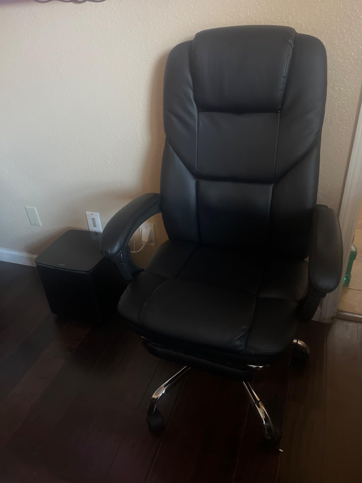 Furmax Massage Office Chair with Foot Rest Executive Big and Tall Office Chair Ergonomic Home Office Desk Chairs, Reclining High Back Leather Chair with Lumbar Support, 400LBS (Black) customer photo 1