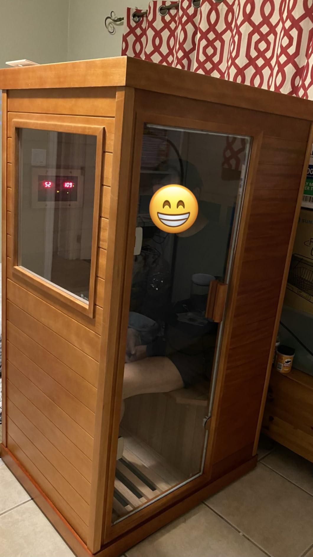 2-3 Person Corner Infrared Sauna Cabin 2180W Home Dry Steam Sauna with Colorful Lights and Bluetooth Speaker, Low Electromagnetic Radiation Canadian Hemlock Wood Dimensions 47.2 x 47.2 x 74.8 inches customer photo 1