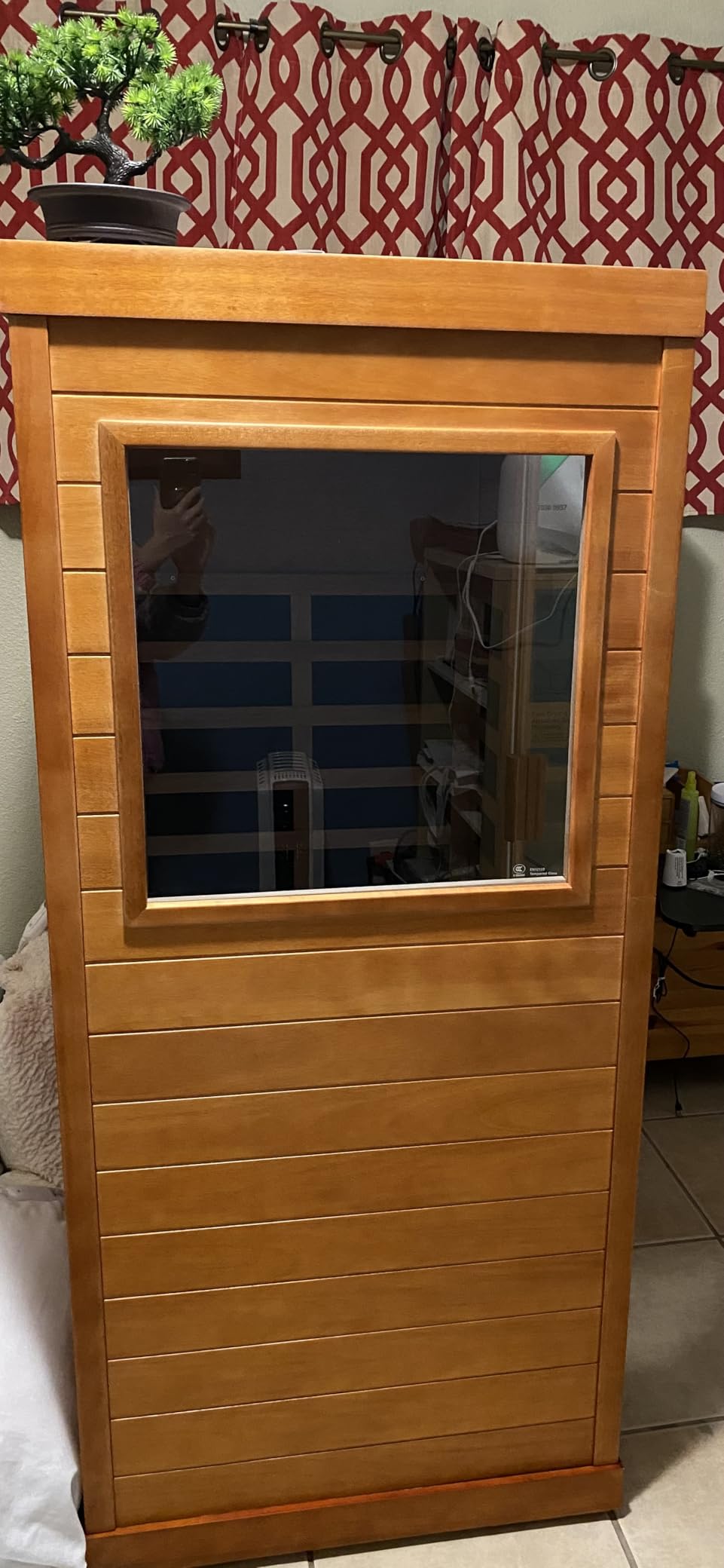 2-3 Person Corner Infrared Sauna Cabin 2180W Home Dry Steam Sauna with Colorful Lights and Bluetooth Speaker, Low Electromagnetic Radiation Canadian Hemlock Wood Dimensions 47.2 x 47.2 x 74.8 inches customer photo 2