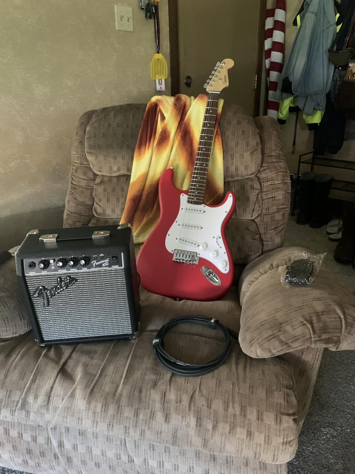 Fender Squier Stratocaster Electric Guitar - Daphne Blue Bundle with Fender Frontman 10G Amplifier, Gig Bag, Cable, Strap, Picks, and Austin Bazaar Instructional Video customer photo 1