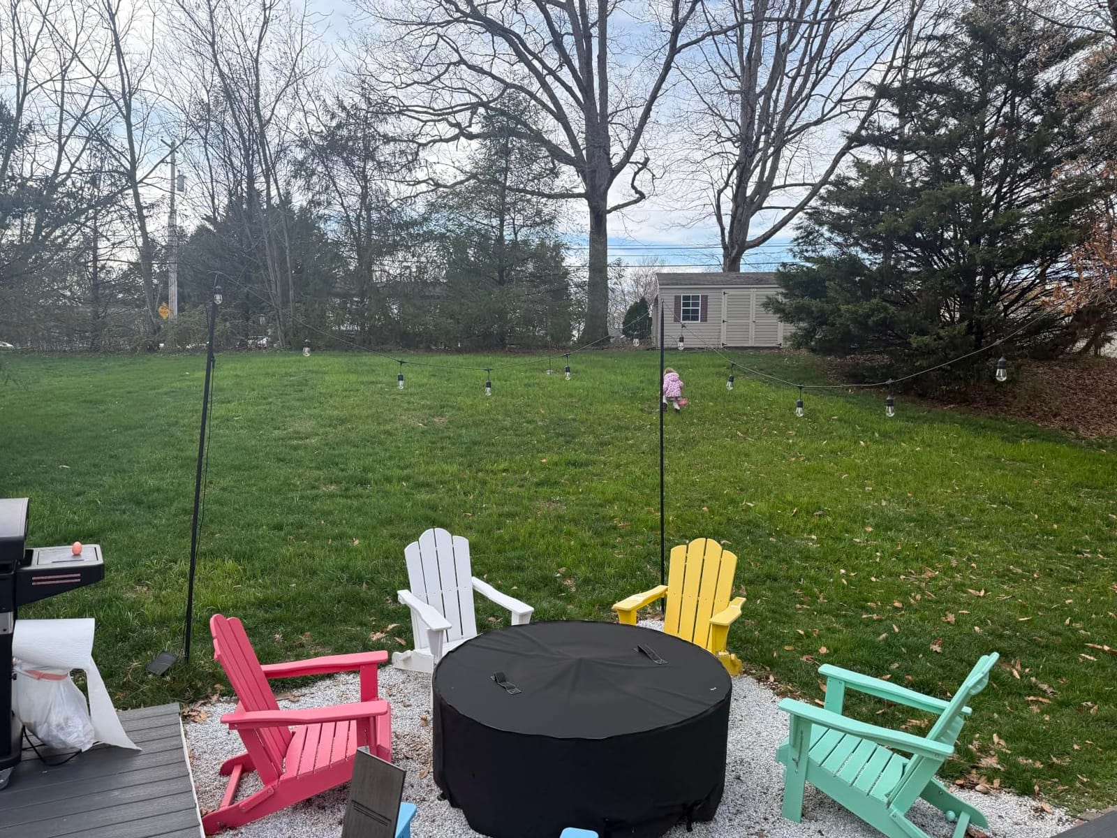 KINGYES Folding Adirondack Chair, All-Weather HDPE Material, Black, 8 Pack | Wooden Textured Lawn Chair Patio Chairs for Poolside, Backyard, Deck, Fire Pit customer photo 1