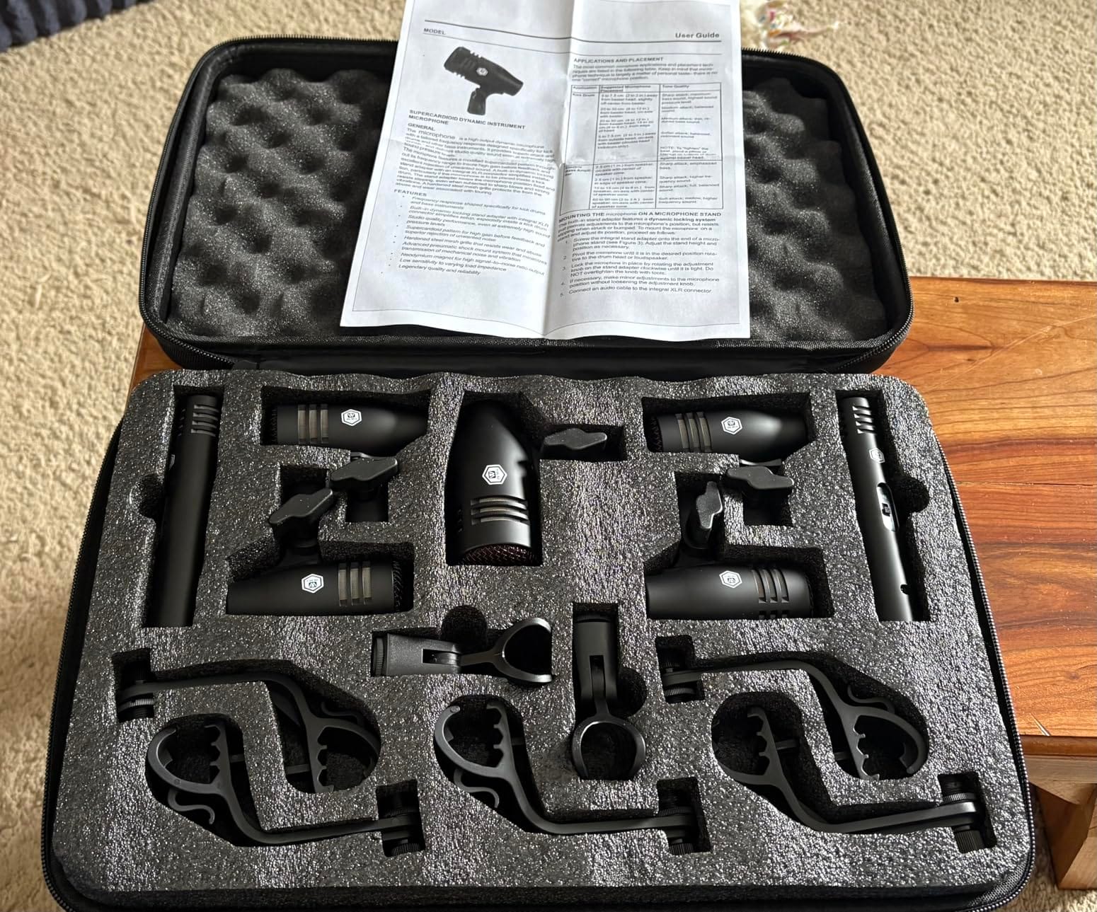 W IN-MIX 7 Piece Wired Dynamic Drum Mic Kit (Whole Metal)- Kick Bass, Tom/Snare & Cymbals Microphone Use for Drums, Vocal, Other Instrument Complete with Thread Clip, Mics Holder customer photo 2