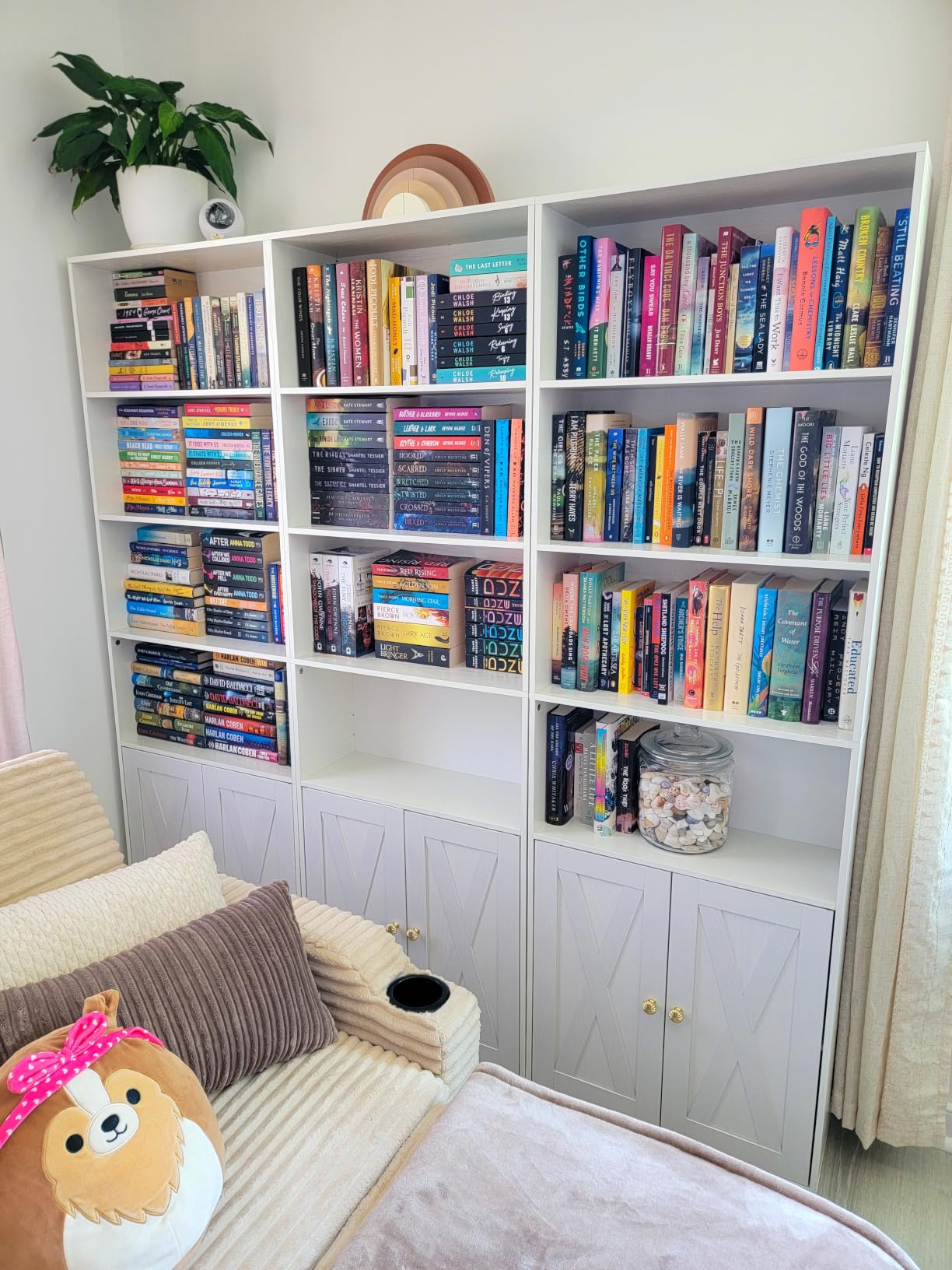 Shintenchi Bookshelf, Industrial Bookshelves and Bookcases with Doors Floor Standing 6 Shelf Display Storage Shelves 70.9 inches Tall Bookcase for Home Office, Living Room (Black) customer photo 1