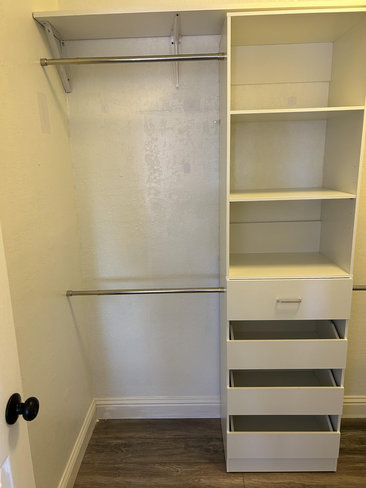 Aheaplus Closet System, 4-9Ft Closet Organizer with 4 Wooden Drawers, White customer photo 2
