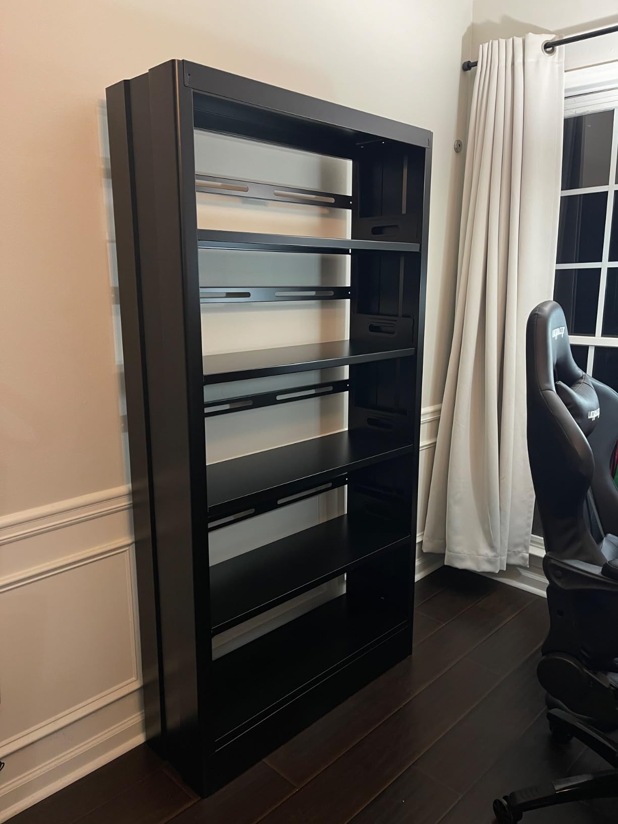 5-Tier Bookcase with Adjustable Storage Shelves, Heavy Duty Bookcase, Metal Bookshelf with Book Stopper, Black Bookcase Shelf for Library, Office, Living Room customer photo 2