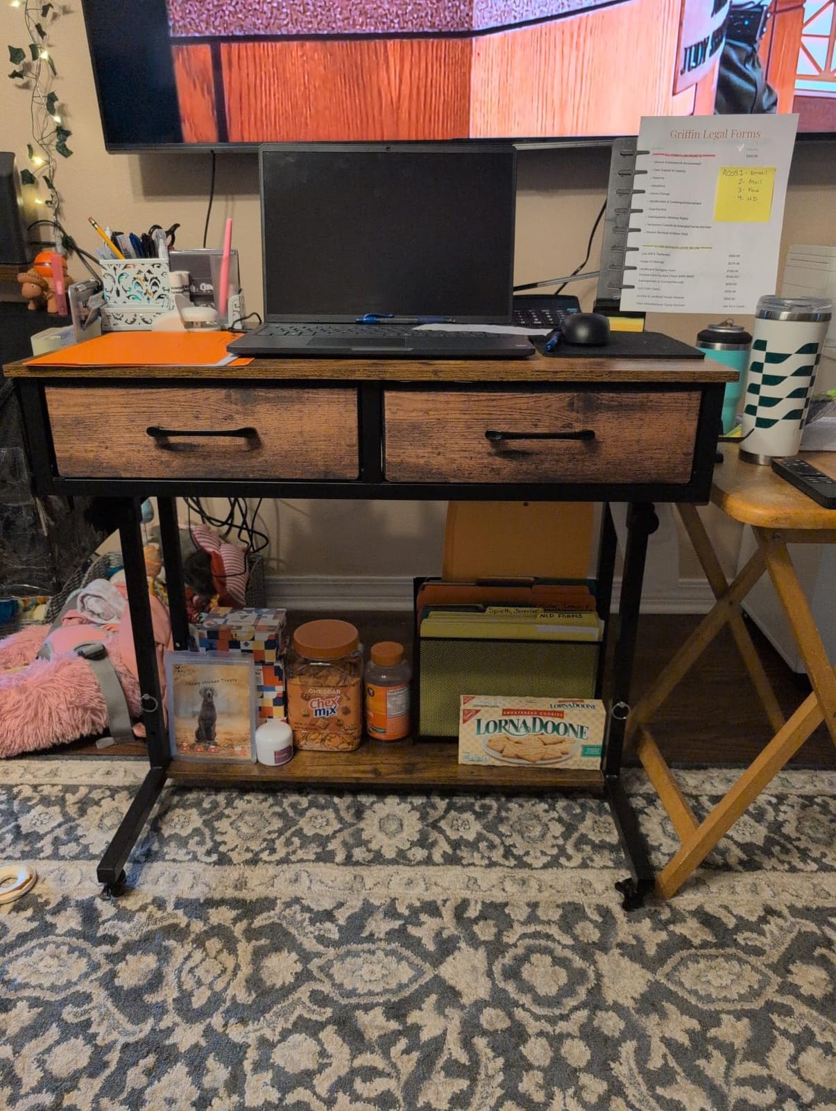 WINAZ Small Rolling Standing Desk with Drawers & Storage, 32 Inch Height Adjustable Desk on Wheels for Teachers, Students, Portable Mobile Workstation for Home Office, Small Spaces, Sewing & Crafts customer photo 1