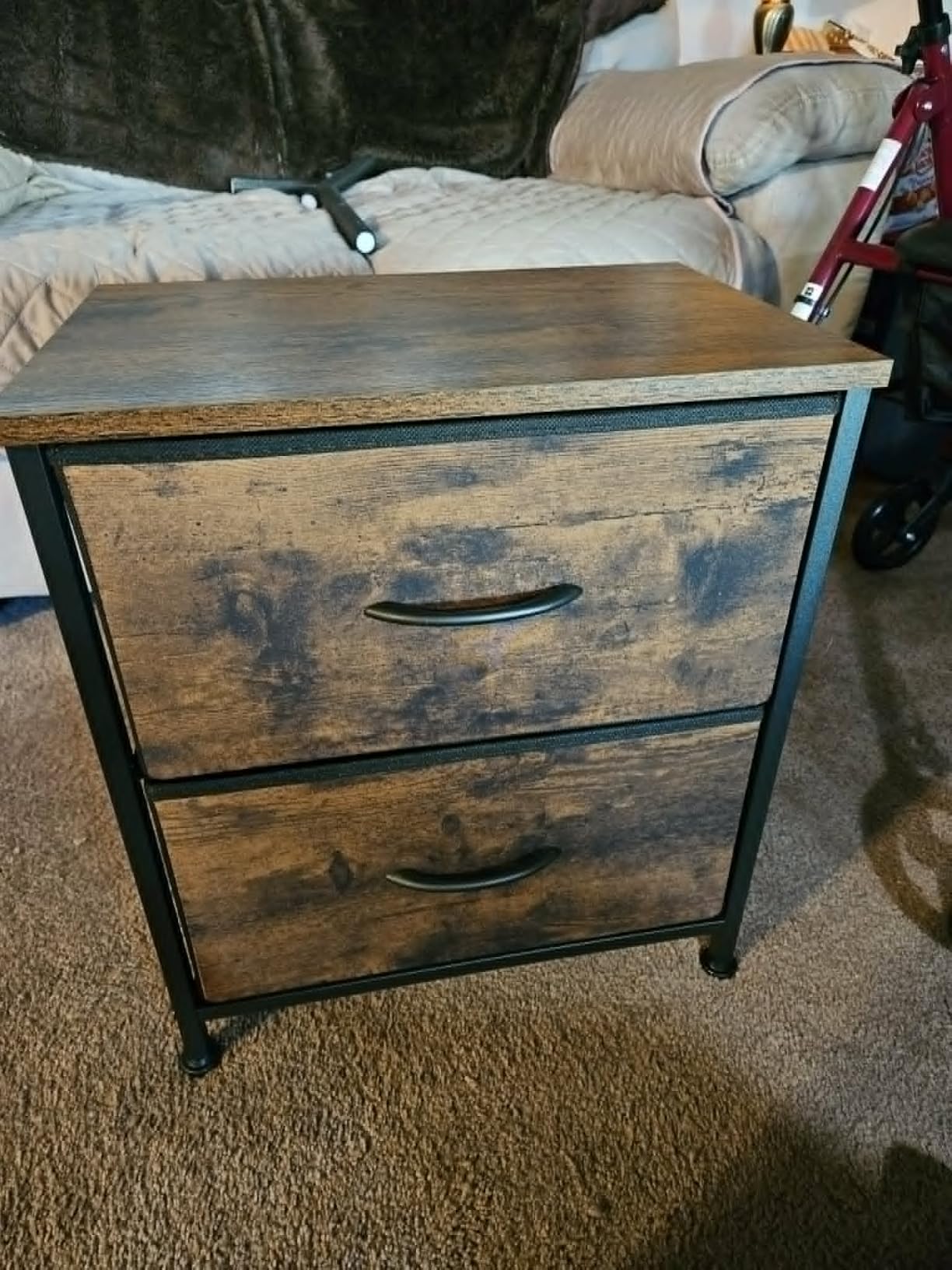 DUMOS Night Stand Small Dresser for Bedroom with 2 Drawers, Bedside Table customer photo 1