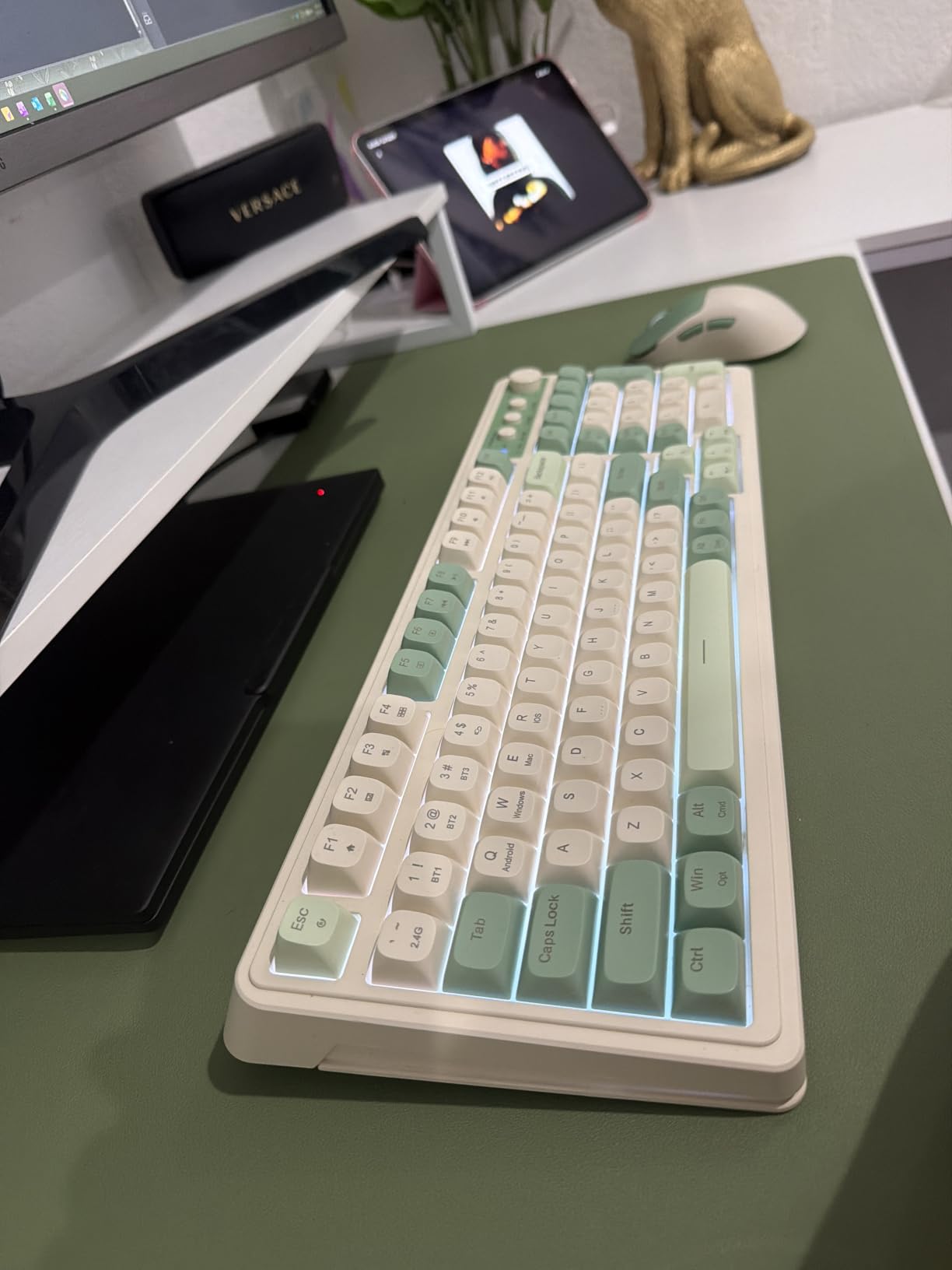 AULA S99 Gaming Keyboard, Wireless Green Creamy Computer Keyboards customer photo 2