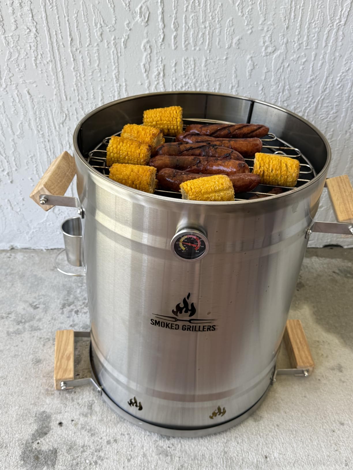 Barrel Smoker Grill Combo | 100% Stainless Steel Barrel | 95% Less Smoke, Even Heat | Easy to Use & Clean – Vertical Smoker Ideal for Balconies and Backyards (MEDIUM-25 LBS) customer photo 1