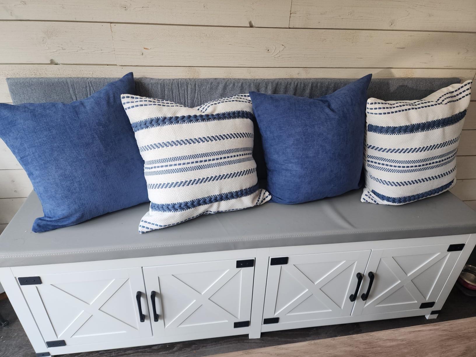 Hzuaneri 59 inches Shoe Storage Bench, Soft Padded Seat Cushion & Doors customer photo 1