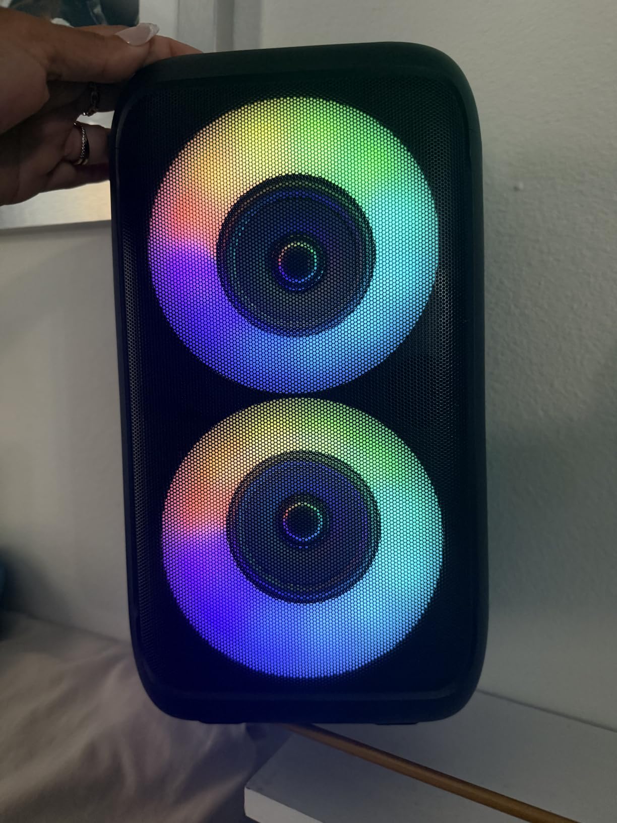 Bluetooth Speaker with 2 Wireless Microphones - Big Party Speaker for Adults Kids Karaoke with Lights - Portable Rechargeable Floorstanding Speakers Support TWS/AUX/USB/TF Card for Home Party Gift customer photo 2