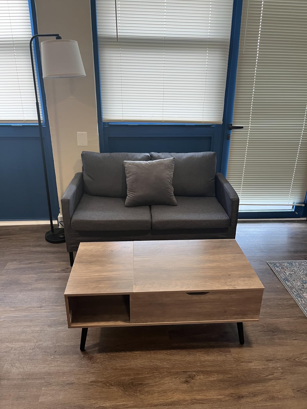 OLIXIS Wooden Coffee Table, Lift Top Coffee Table with Large Hidden Compartment and Ample Storage Shelf, Lift Tabletop Dining Table for Living Room, Home Small Space, Rustic customer photo 2