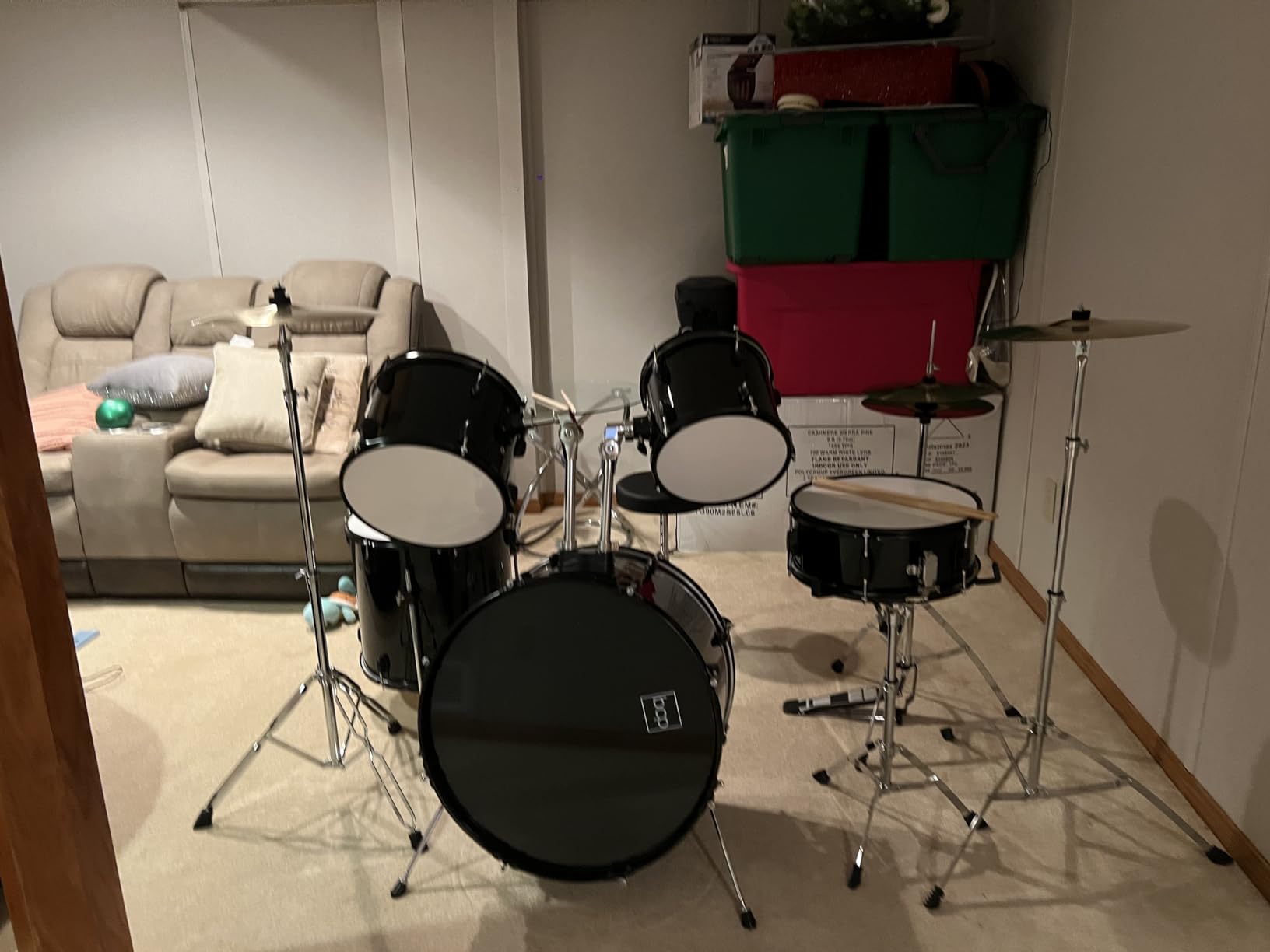 Best Choice Products 5-Piece Full Size Complete Adult Drum Set w/Cymbal Stands, Stool, Drum Pedal, Sticks, Floor Tom - Dark Cherry Sunburst customer photo 2