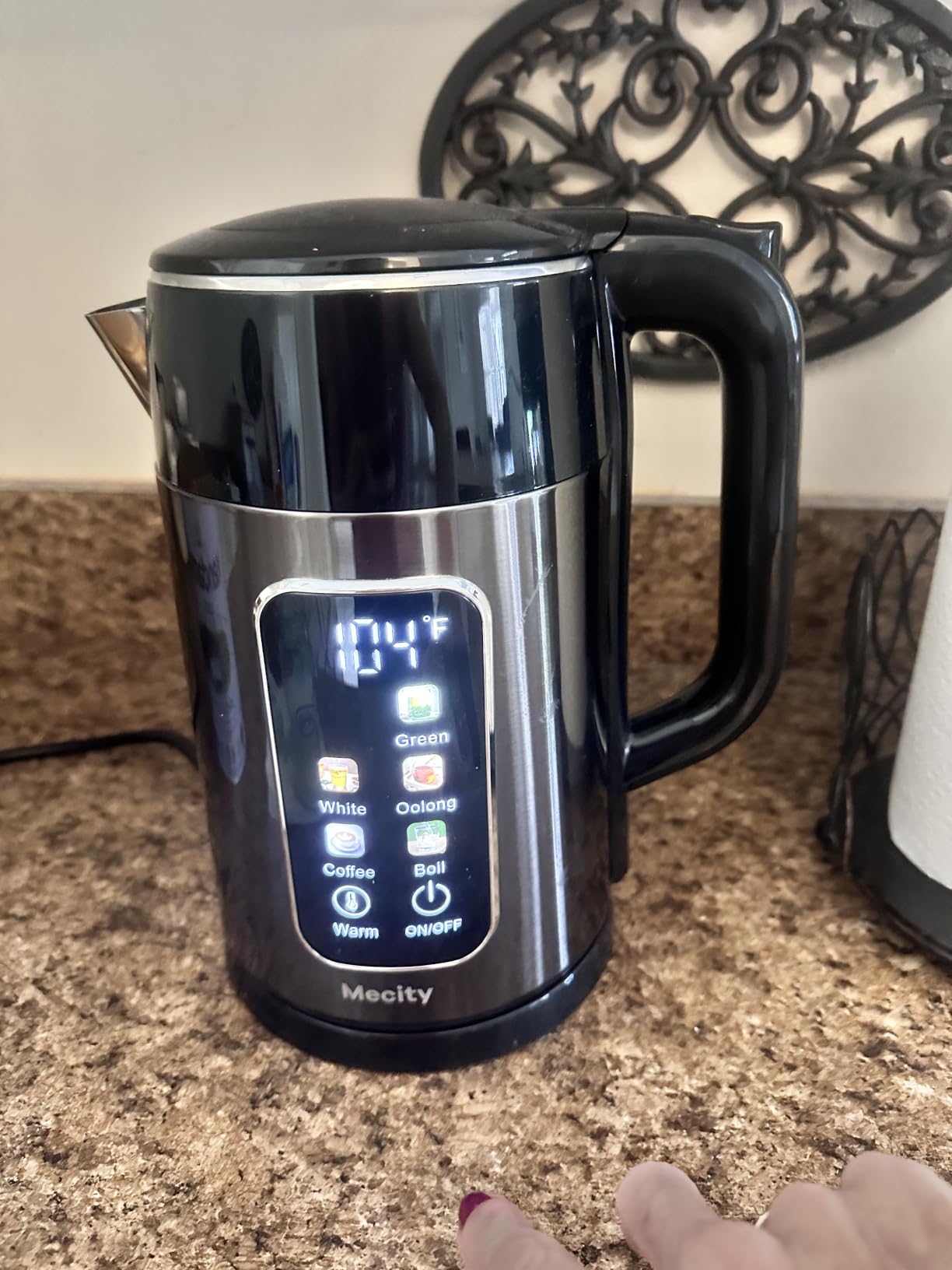 Mecity Electric Kettle 1.7L Touch Screen Temperature Control Water Boiler, No Plastic Contact with Water. 6 Preset Temperature Programs, 2 Hours Keep Warm, Auto Shut Off, Dark Grey customer photo 2