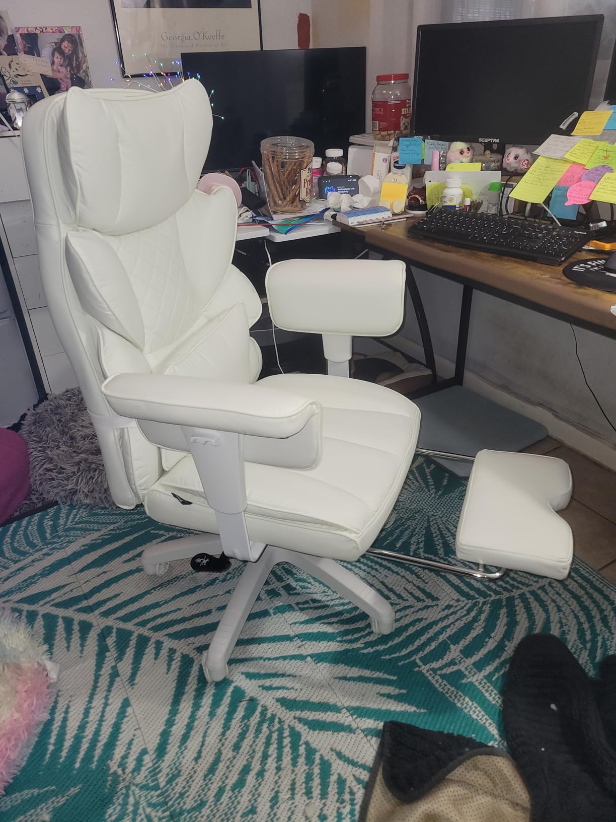 Dowinx Big and Tall Office Chair with Pocket Spring Cushion,High Back Computer Gaming Chairs with Adjustable Armrests,Executive Desk Chairs with Lumbar Support and Footrest,PU-Brown customer photo 1