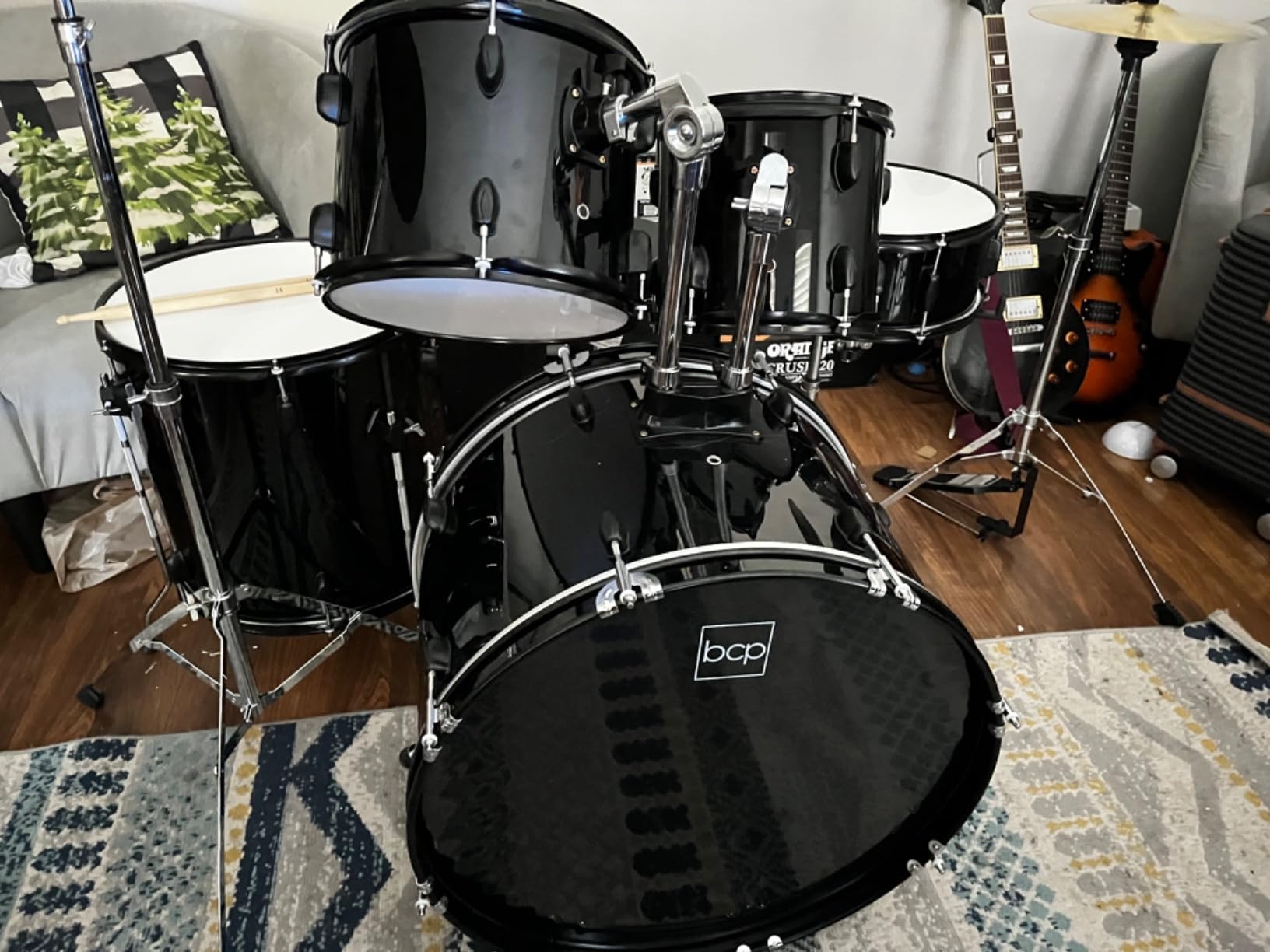 Best Choice Products 5-Piece Full Size Complete Adult Drum Set w/Cymbal Stands, Stool, Drum Pedal, Sticks, Floor Tom - Pink Sparkle customer photo 2