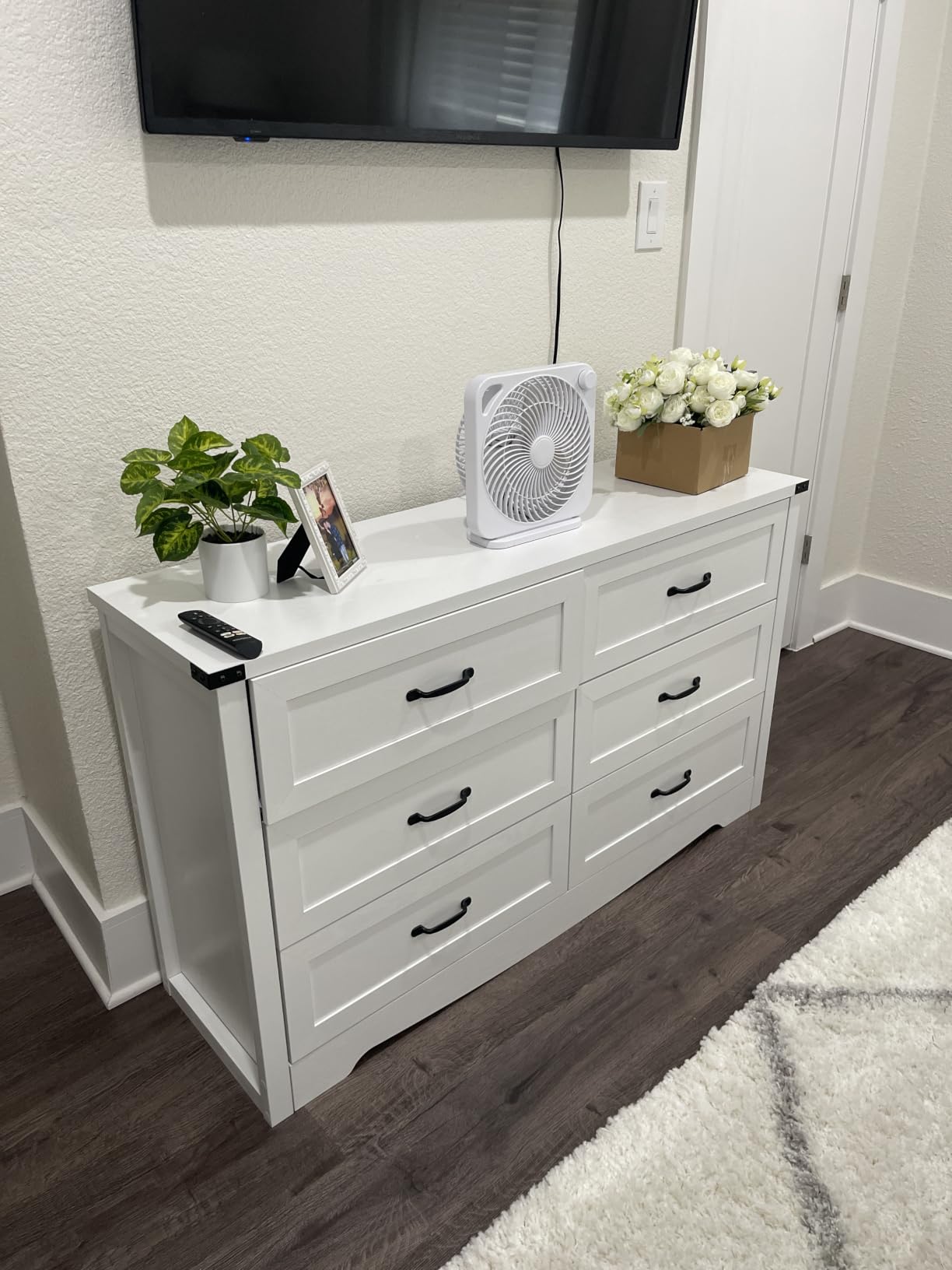 BORNOON 3-Drawer Dresser for Bedroom, Small Wooden Chest of Drawers with Metal Handles, Narrow Storage Cabinet with Anti-Tipping Design, Sturdy Dresser Organizer for Closet, Living Room, Entryway customer photo 1