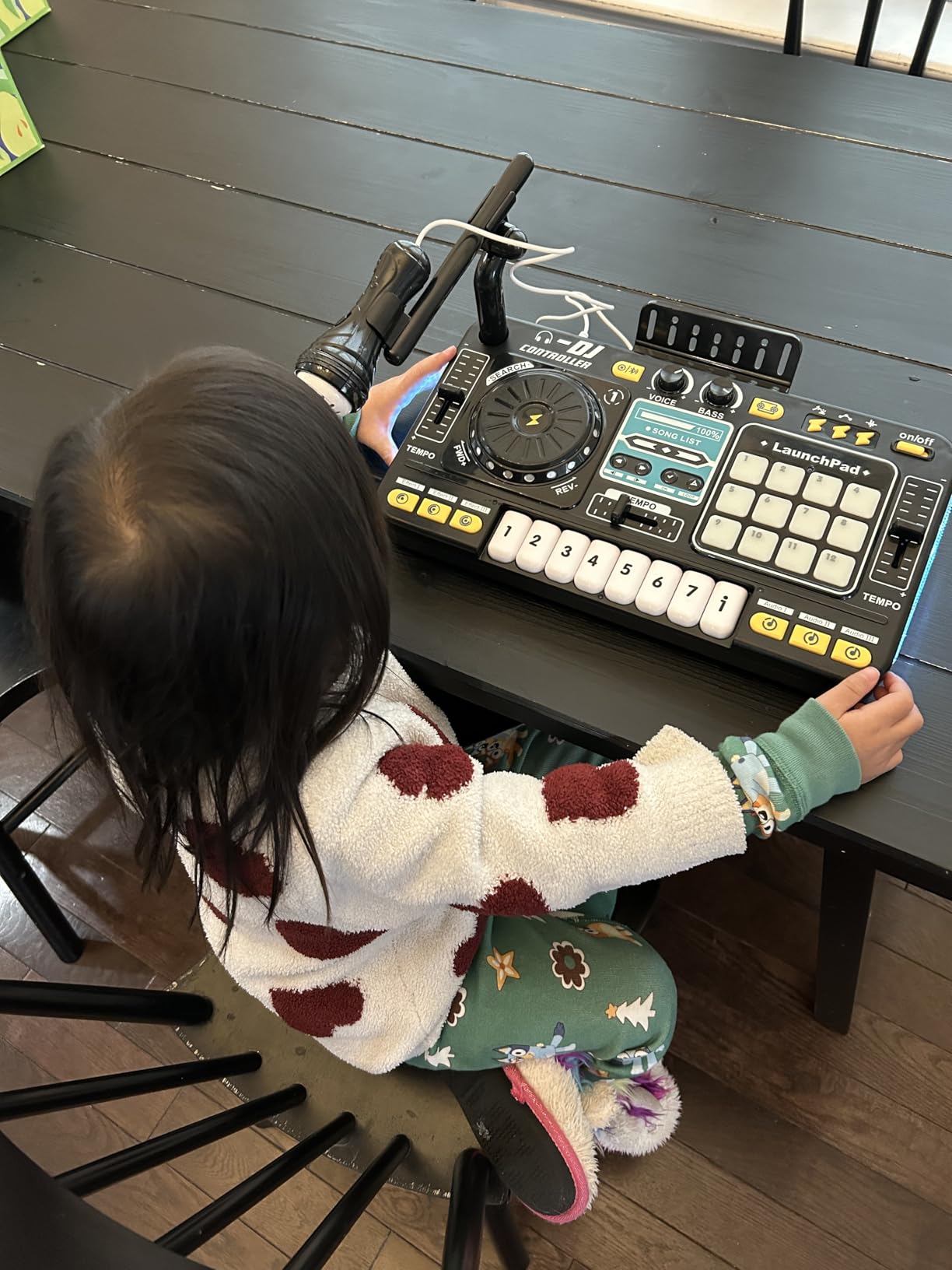 Toddler DJ Mixing Table, Kids Mixer Board with Turntable, Game Mode and Microphone, Gift for 3 4 5 6 Years Old Boys Girls - Baby DJ Set customer photo 1