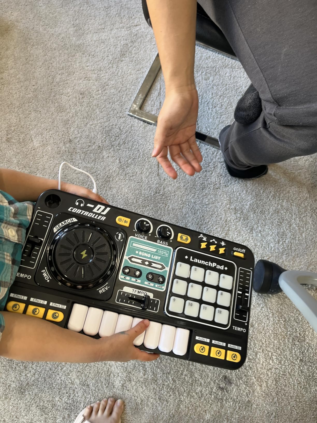 Toddler DJ Mixing Table, Kids Mixer Board with Turntable, Game Mode and Microphone, Gift for 3 4 5 6 Years Old Boys Girls - Baby DJ Set customer photo 2