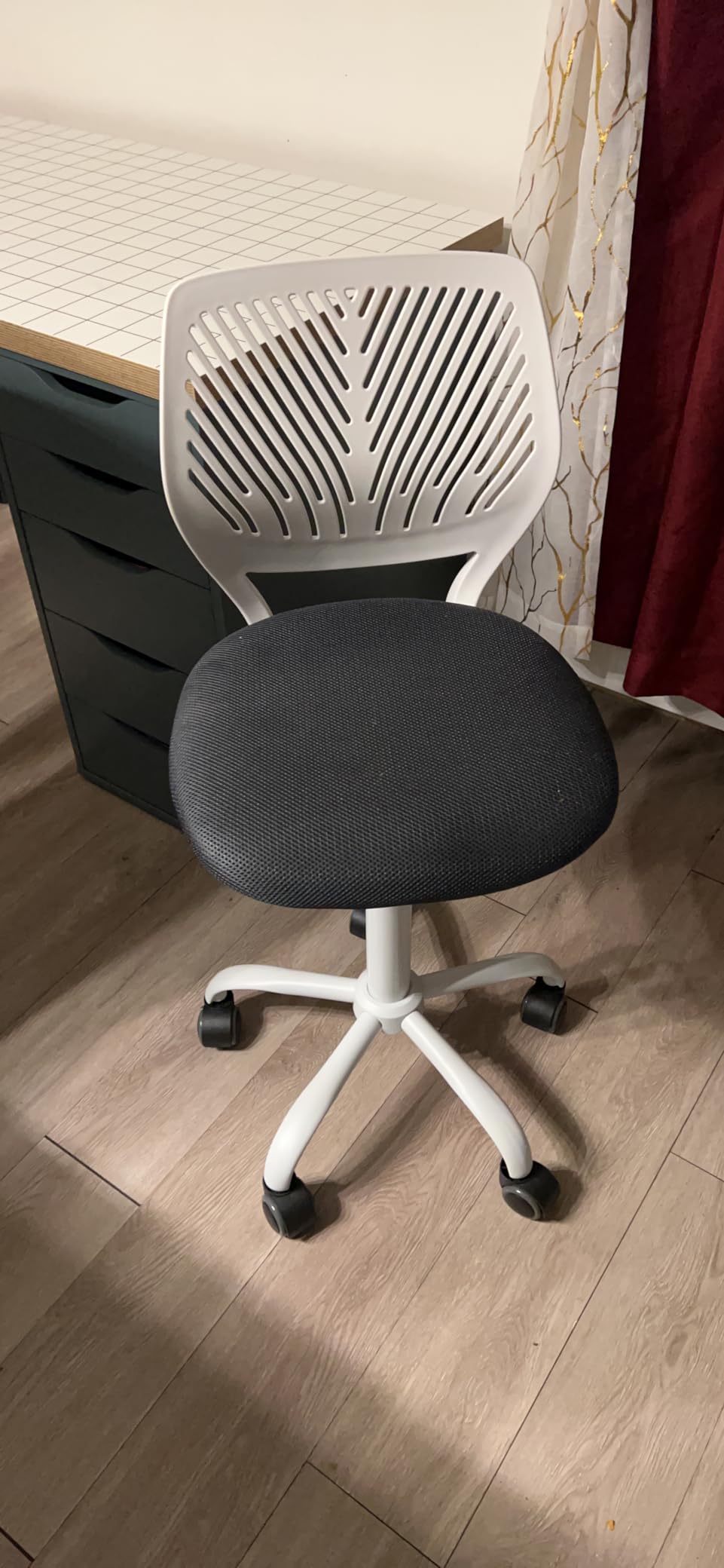 FurnitureR Rolling Study Mesh Desk Chair, Ergonomic Armless Compact Adjsutable Swivel Task Chair with Soft Cushion ad Plastic Mid-Back for Students Teens Children Kids, Sky Blue customer photo 1