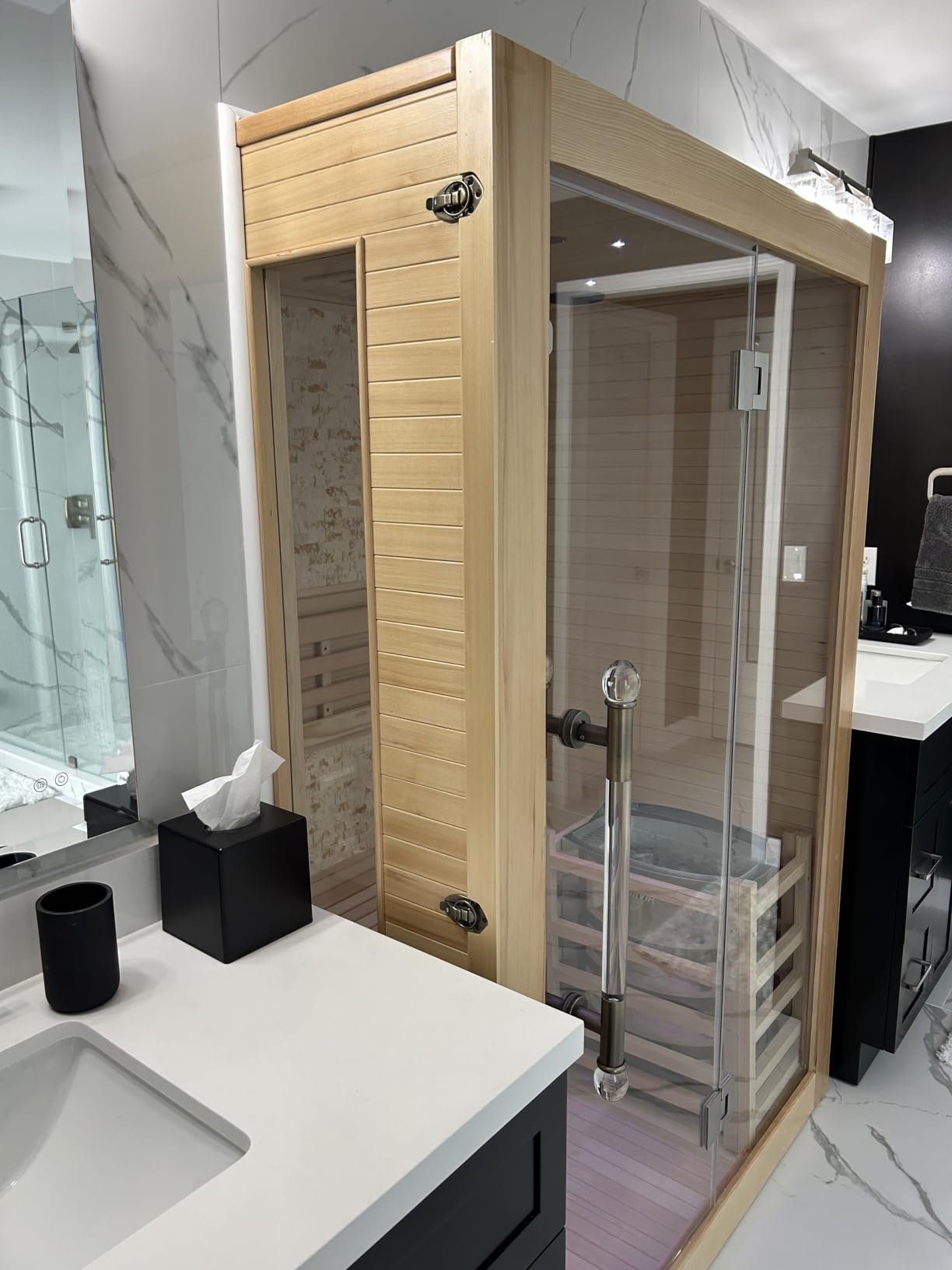 2 Person Indoor Traditional Wood Sauna, Canadian Hemlock, 6KW Harvia Heater customer photo 1