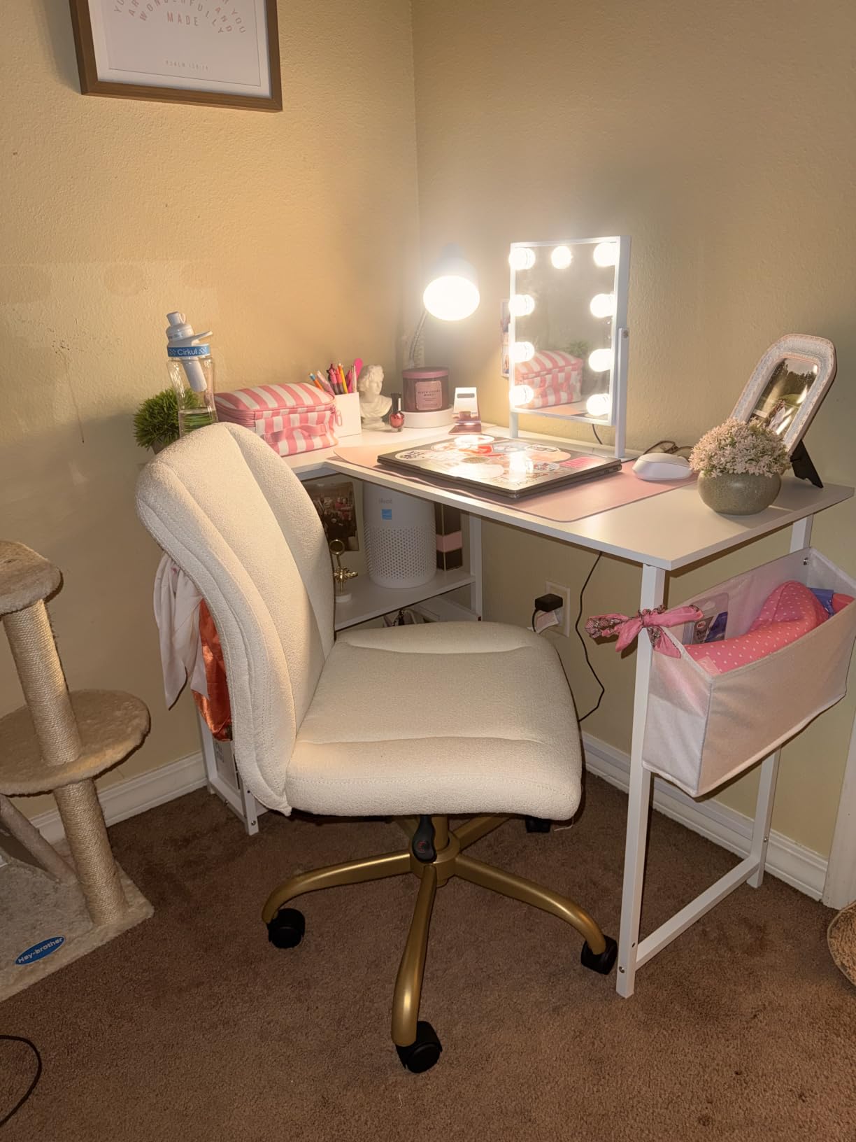 Pamray 40 Inch L Shaped Computer Desk with Reversible Side Storage Shelves, Small Corner Desk for Small Space Home Office, Writing Study Table PC Desk for Bedroom, Vintage customer photo 1