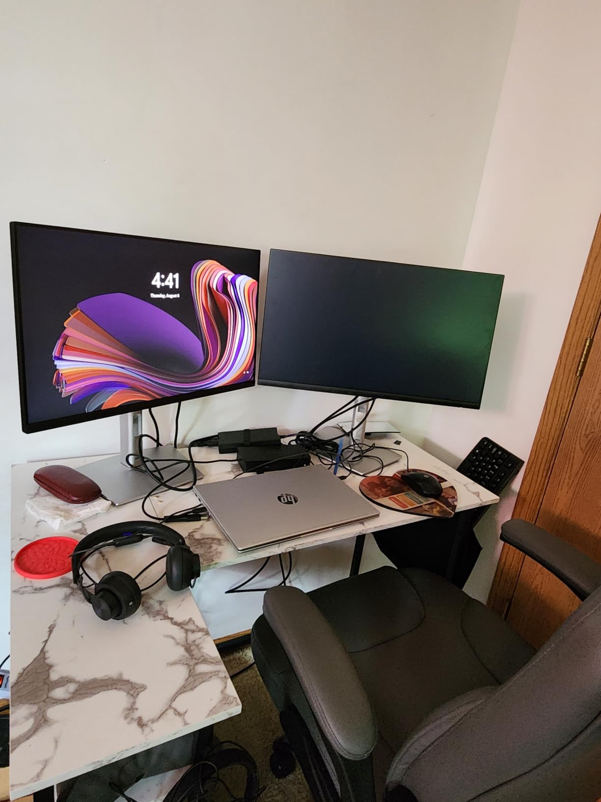 Pamray 40 Inch L Shaped Computer Desk with Reversible Side Storage Shelves, Small Corner Desk for Small Space Home Office, Writing Study Table PC Desk for Bedroom, Black customer photo 2