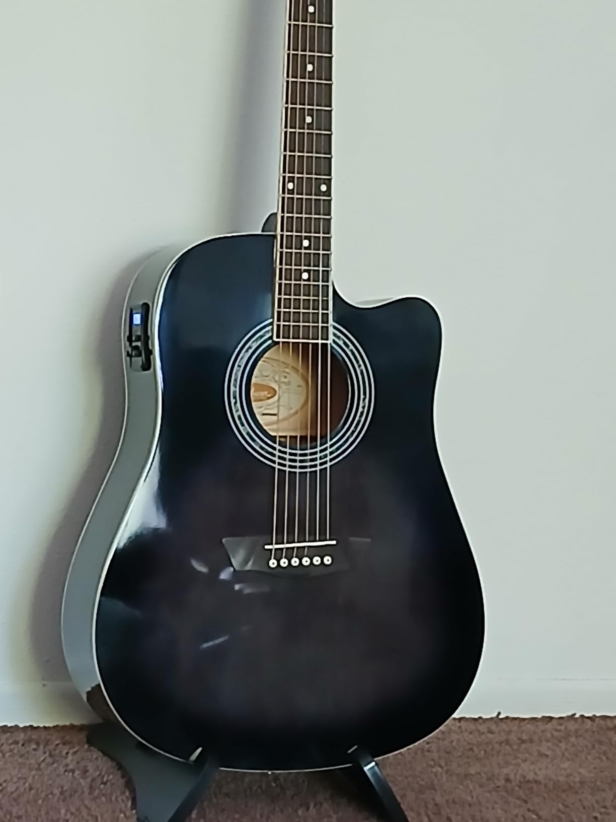 Washburn WA90CE Acoustic-Electric Guitar Kit - Black Bundle with Gig Bag, Strap, Picks, Strings, Stand, Instructional DVD and Austin Bazaar Polishing Cloth customer photo 2