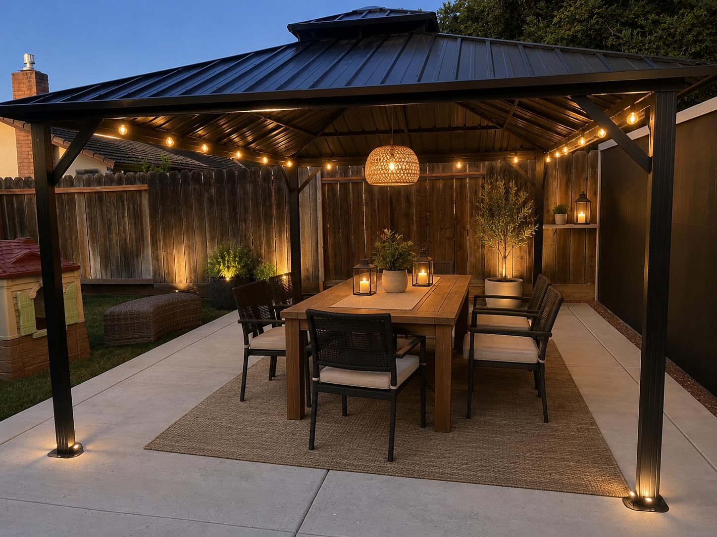 Aoxun 12X16Ft Hardtop Gazebo Metal Gazebo with Galvanized Steel Double Roof | Outdoor Pergola Permanent Pavilion with Breathable Netting, Curtains Mosquito Screens for Backyard, Patio, Lawn, Deck, Grey customer photo 2