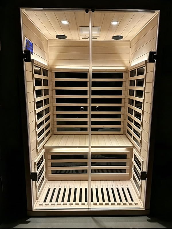 2-3 Person Corner Far Infrared Sauna for Home, 1760W Ultra-Low EMF(0-1mG) Indoor Red Cedar Wood Sauna Room with 8 Heating Panels, Dual Control Panel, Bluetooth Speaker & Chromotherapy Lights customer photo 1
