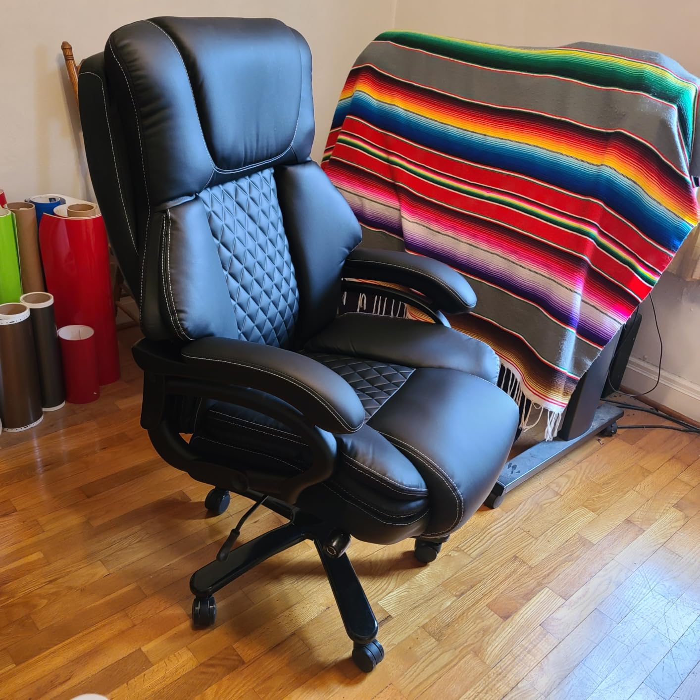 650lbs Large Big and Tall Office Chair for Heavy People with Adjustment Lumbar Support, Comfy Padded Heavy Duty Leather Executive Office Chair with Quiet Rubber for Adults 8 Hours Daliy Work customer photo 2