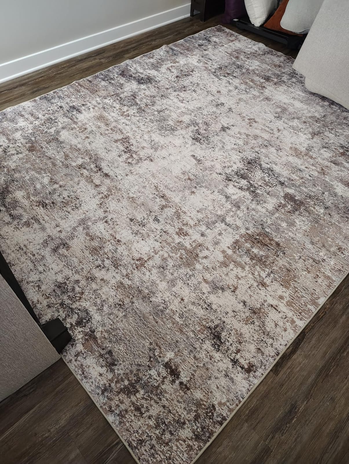 UERMEI 3x16 Washable Runner Rug for Hallway, Non Slip Low Pile Kitchen Carpet, Neutral Modern Abstract Indoor Floor Mat for Entryway Laundry, Kid & Pet Safe High Traffic Area, Brown Grey customer photo 1