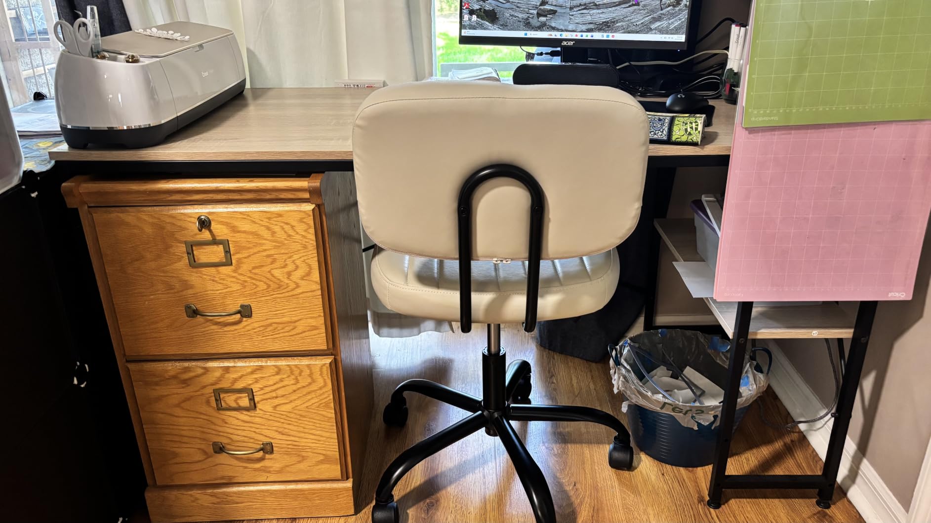DUMOS Armless Office Desk Chair, Small Vanity Chair with Lumbar Support customer photo 2