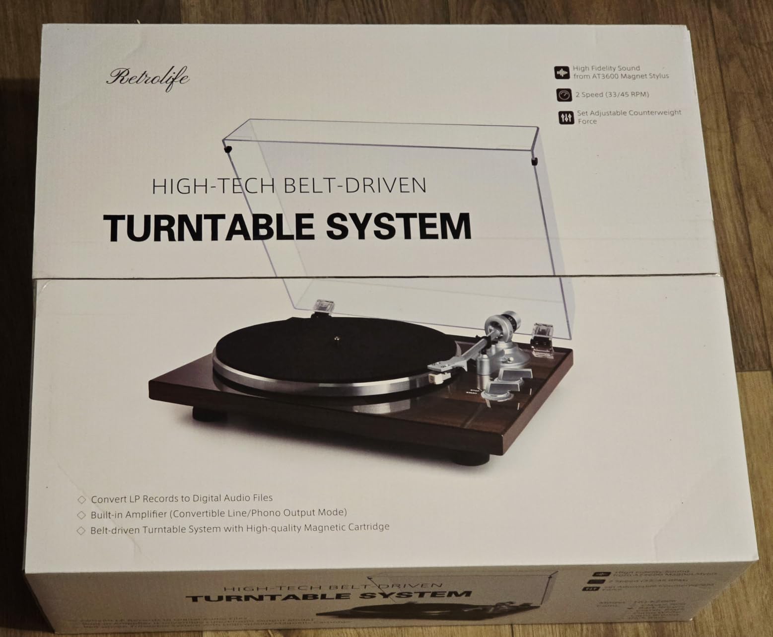 Retrolife Vinyl Record Players Turntable with BT Wireless Output, Dark Blue customer photo 1