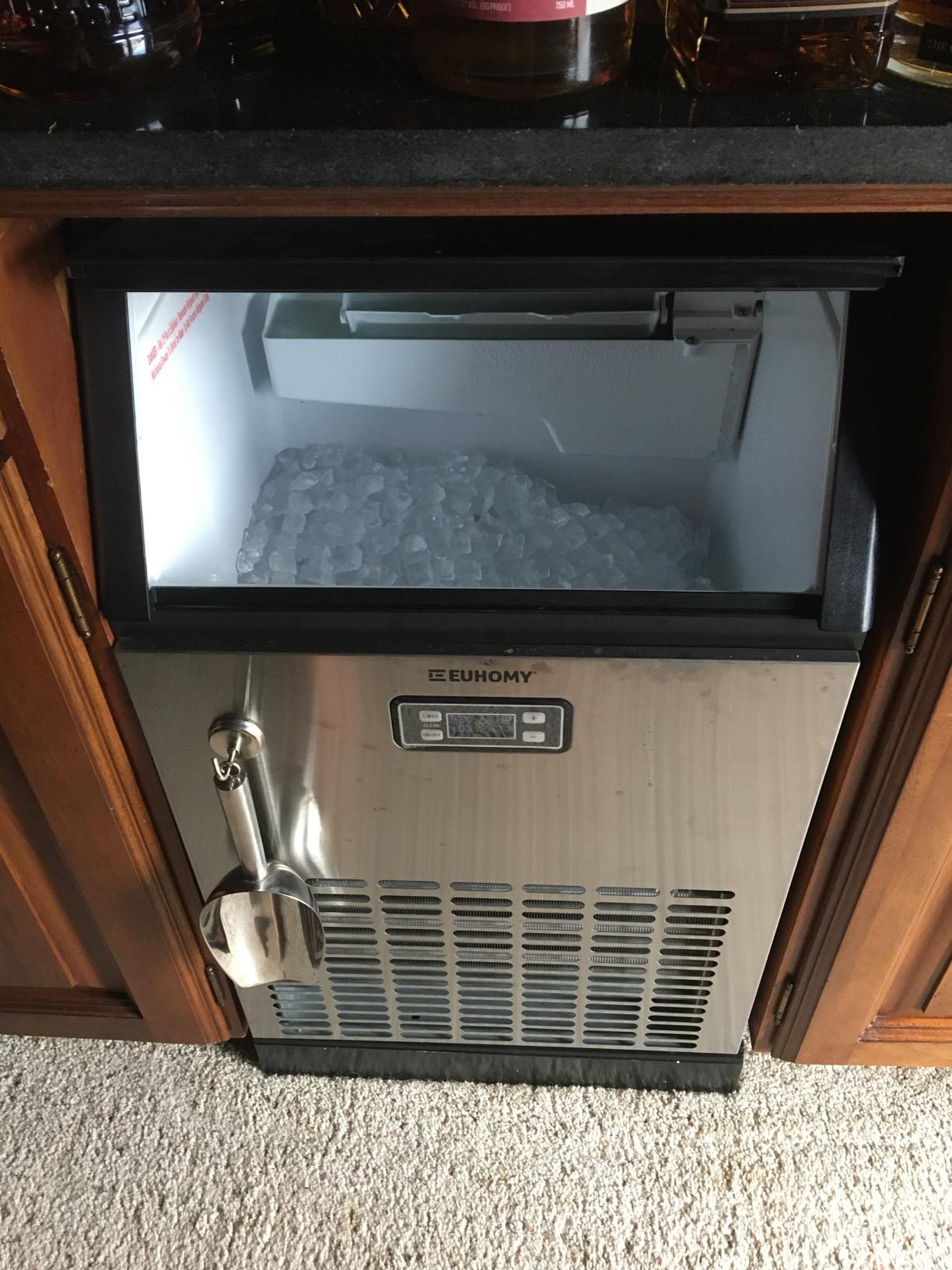 EUHOMY Under Counter Ice Maker with Drain Pump, 110 lbs/24H Commercial Ice Machine, Stainless Steel Ice Maker with 33 lbs Storage Bin, Freestanding Ice Maker for Home/Bar/Cafe/Restaurant customer photo 1