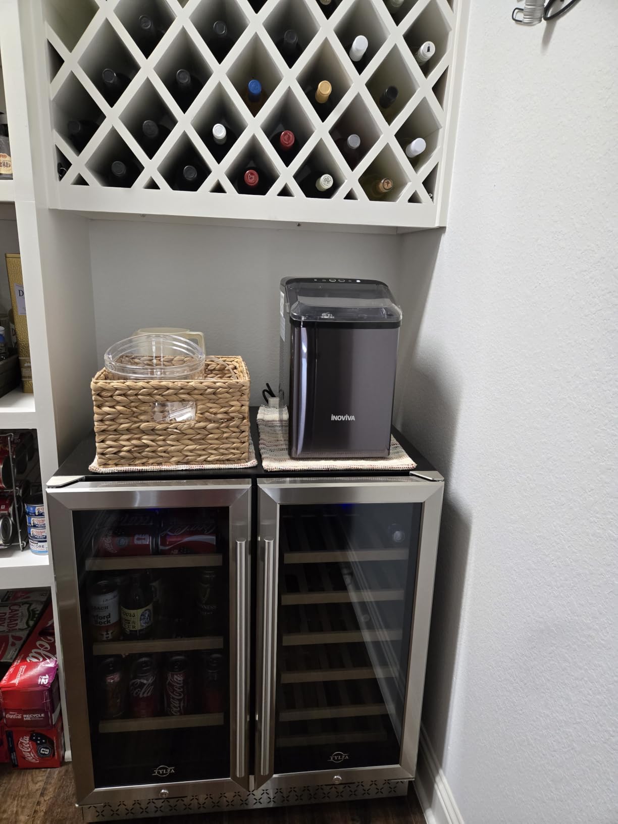 Tylza Wine Fridge 15'', 30 Bottles Wine Cooler Refrigerator, Undercounter or Freestanding, Removable Shelves, 40-65°F, Wine Cabinet with Double Glass Door, Wine Cooler for Home, Kitchen, Bar customer photo 1