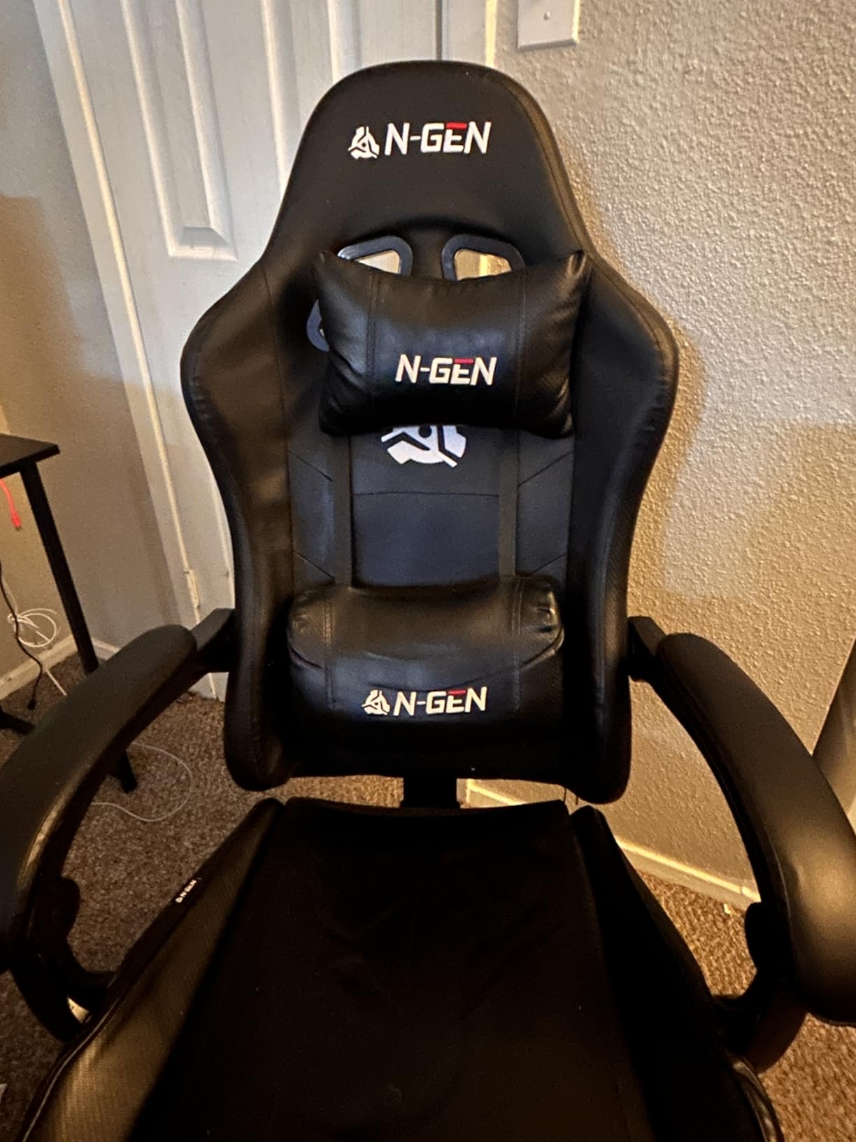 N-GEN GAMING Gaming Chair with Footrest, Lumbar, High-Back, All Black customer photo 1