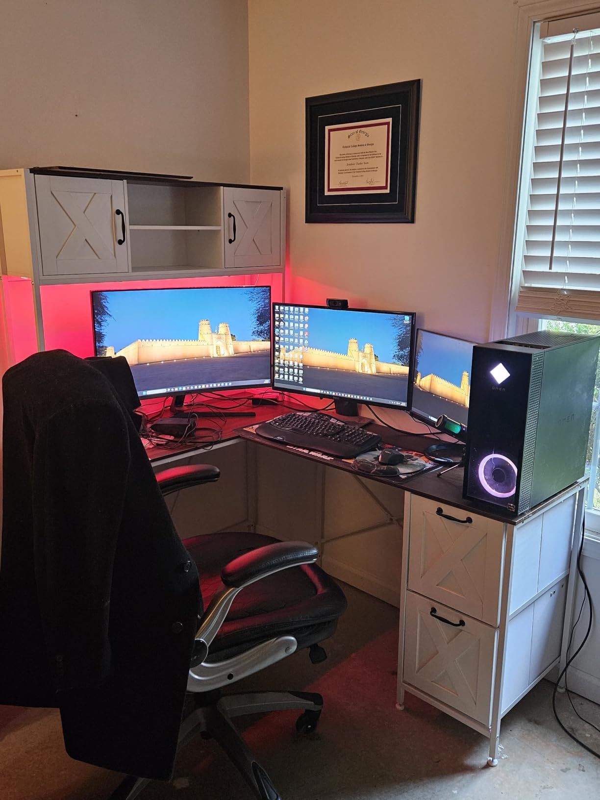 SEDETA Reversible Farmhouse L Shaped Computer Desk with Drawers, Hutch customer photo 1