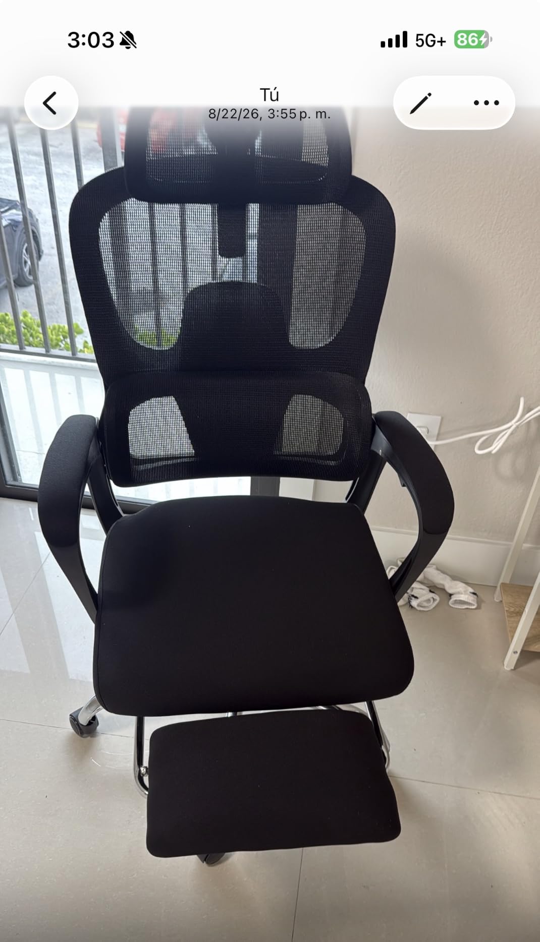 Ergonomic Office Chair with Footrest, 90-145° Reclining Mesh Desk Chair customer photo 2