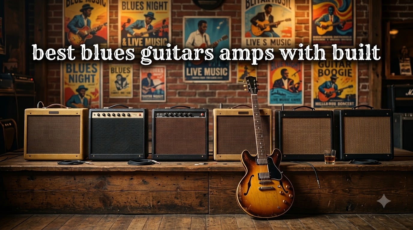 best blues guitars amps with built