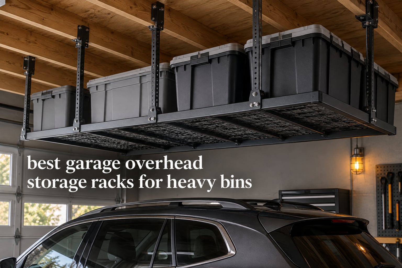 best garage overhead storage racks for heavy bins
