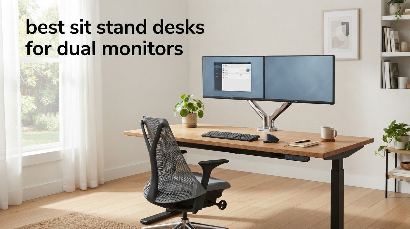 best sit stand desks for dual monitors