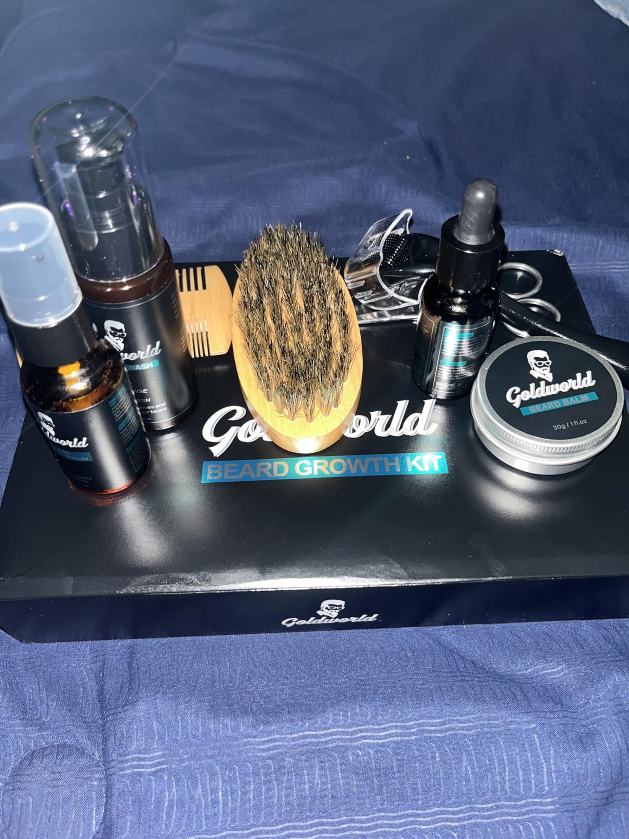 Beard Kit,Beard Grooming Kit w/Beard Wash/Shampoo,2 Packs Beard Oil,Beard Balm,Beard Wash,Brush,Comb,Scissor,Storage Bag,E-Book,Beard Care&Trimming Kit customer photo 1