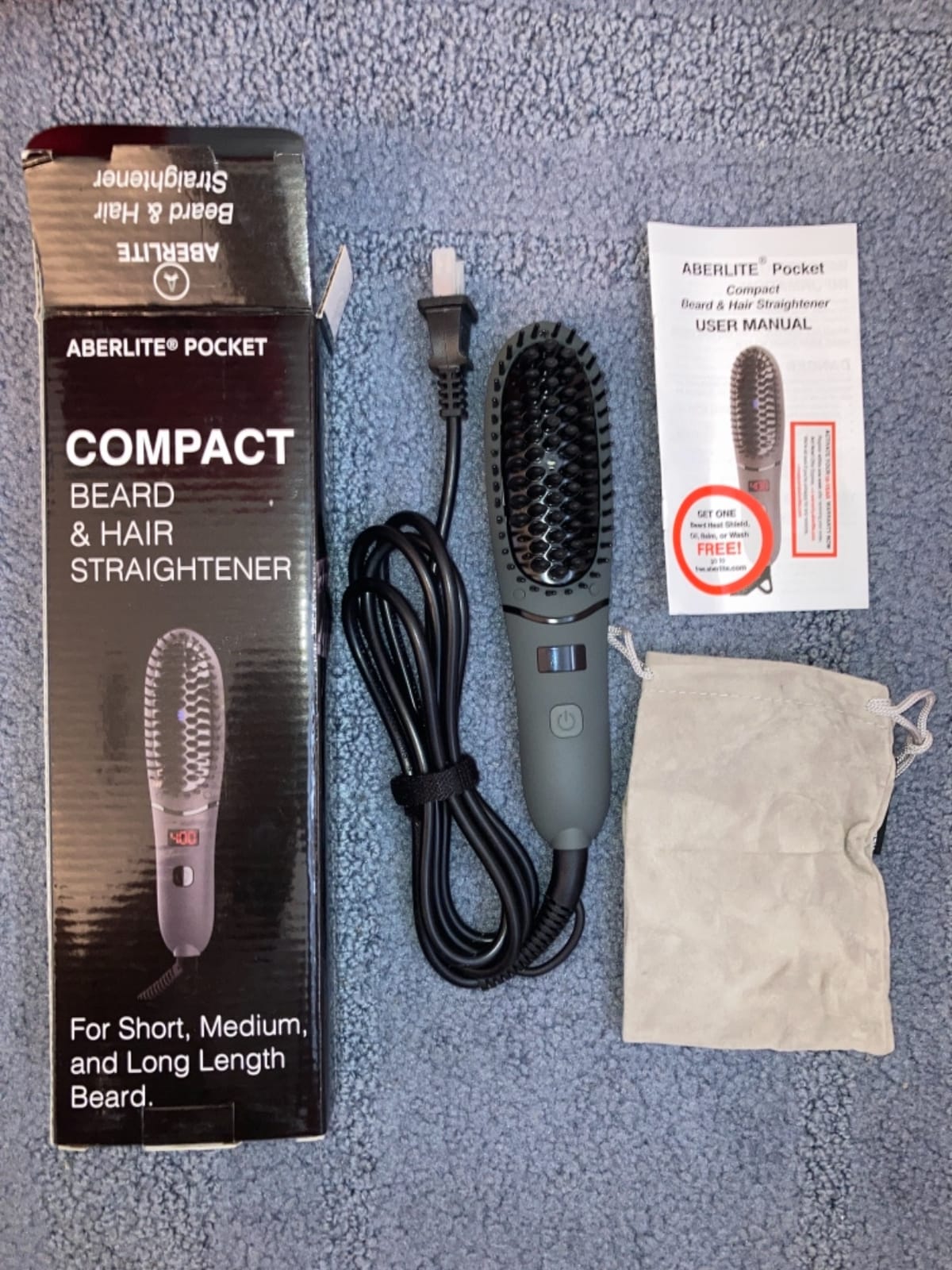Aberlite Pocket - Compact Beard Straightener for Men - Ionic & Anti-Scald Technology - Beard Straightening Heat Brush Comb Ionic - for Home and Travel customer photo 2