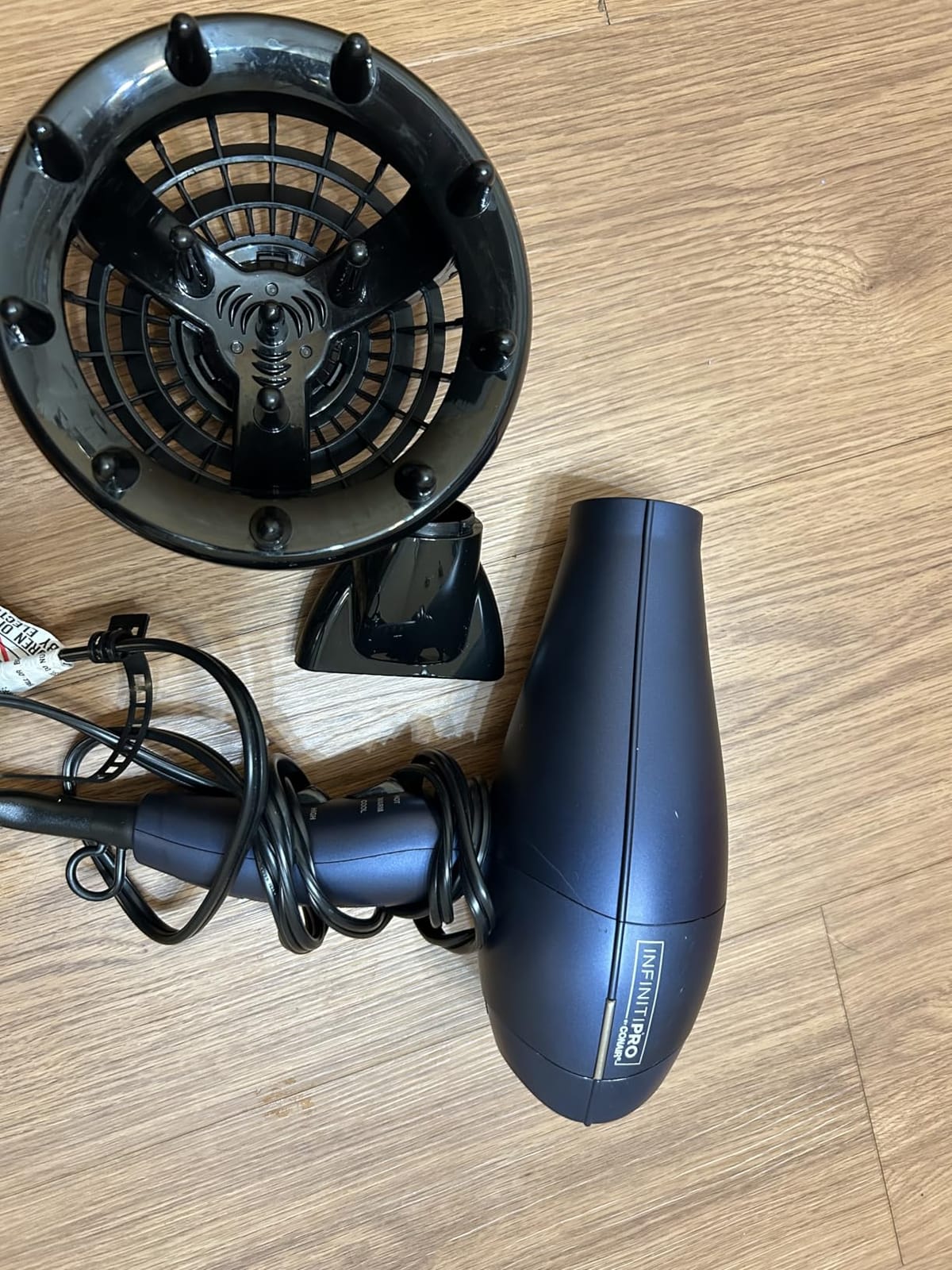 Conair Hair Dryer with Multi-Chamber Hair Diffuser Attachment, Dark Blue customer photo 2