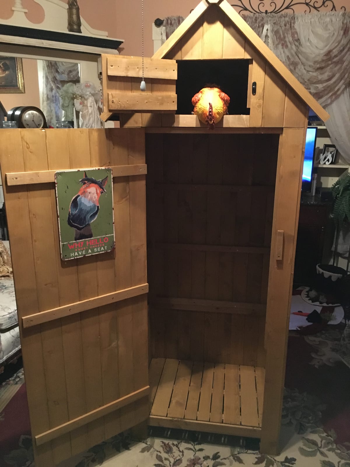 MCombo Outdoor Storage Cabinet with Shelves, Wooden Outside Storage Shed with Floor, Garden Tool Shed for Patio Yard Lawn, 0770 (Natural) customer photo 1