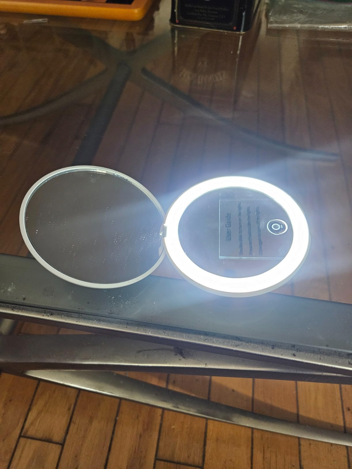 Compact Mirror with LED Light,1x/10x Magnifying Rechargeable Mirror,3.5in, Dimmable Travel Mirror for Purse,Pocket,Handheld 2-Sided Makeup Mirror customer photo 1