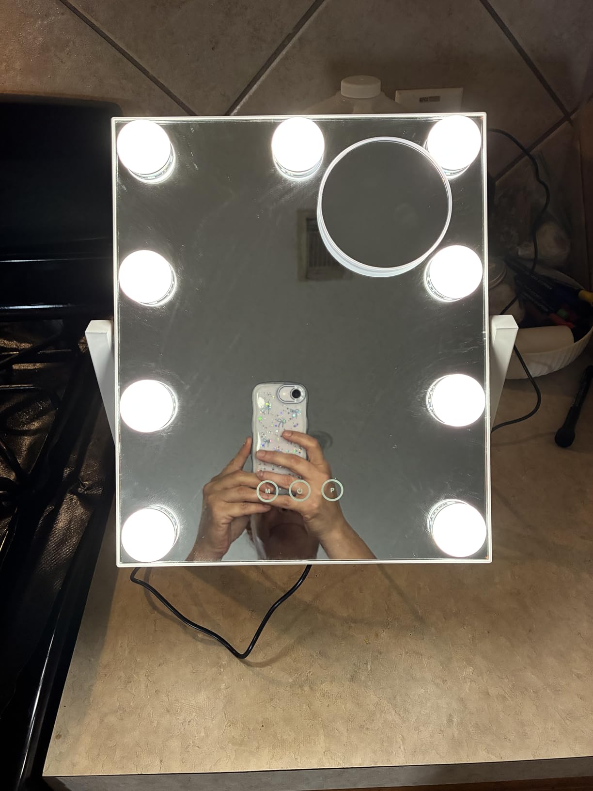 Vanity Mirror with Lights, Makeup Mirror with Lights,3 Color Lighting Modes Detachable 10X Magnification Mirror Touch Control,360°Rotation, White. customer photo 1