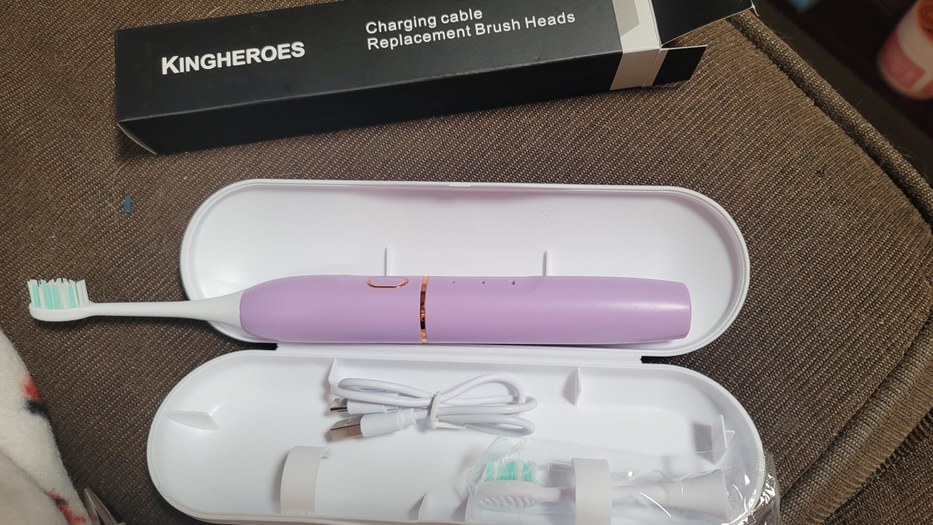 kingheroes Electric Toothbrush Set, Comes with 8 Brush Heads & Travel Case,4 Modes with 2 Minutes Built in Smart Timer, One Charge for 60 Days, 42000 VPM Motor (Black) customer photo 1